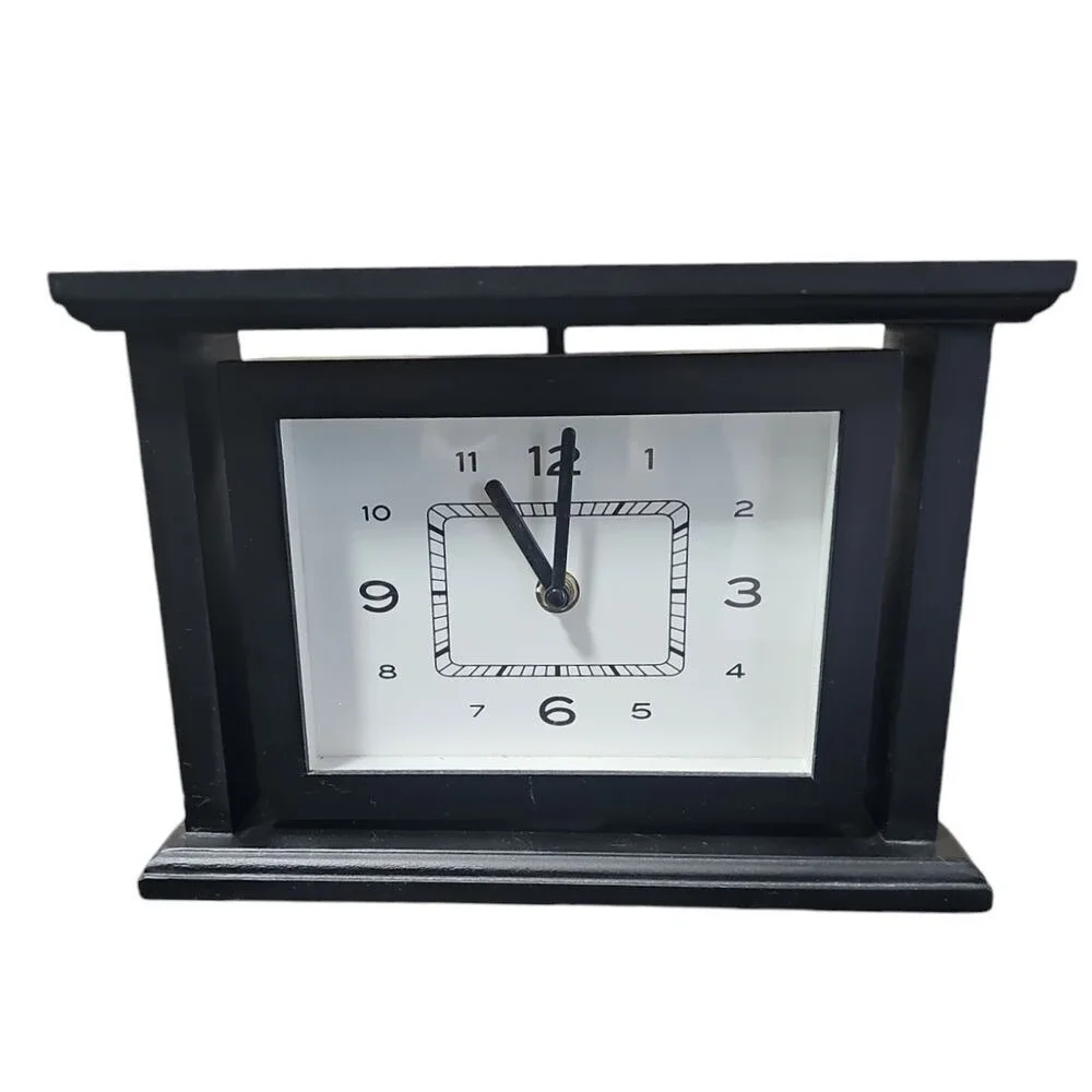 Melannco Elegant Black Clock‎ Picture Frame Modern Design Tabletop Timepiece